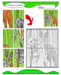 Puzzle Kes Yapıştır Çalışma Sayfaları